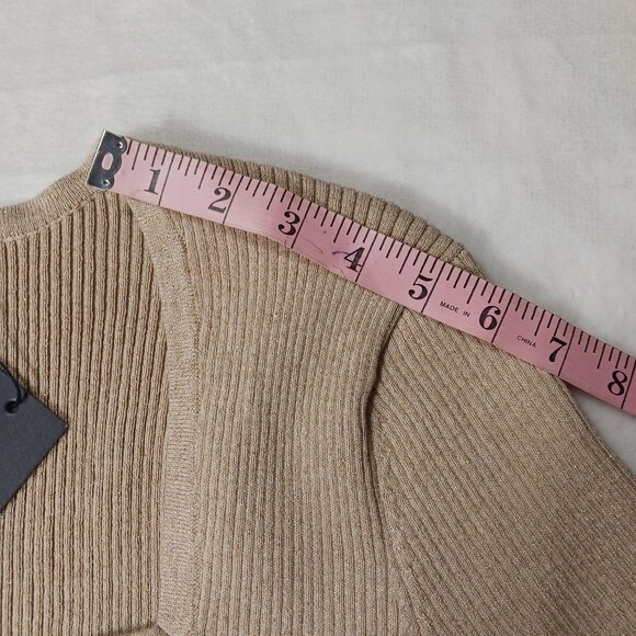 Tommie Hilfiger, NWT, Large, Short Sleeve Sweater, Metallic Gold, Neutral - Picture 12 of 16